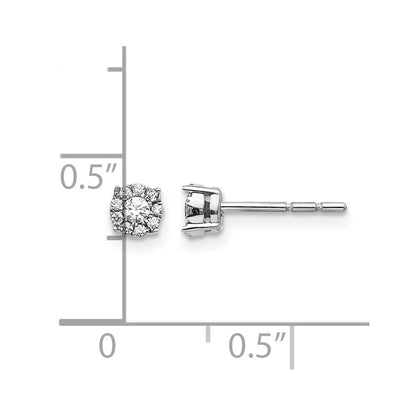14k White Gold Real Diamond Cluster Post Earrings