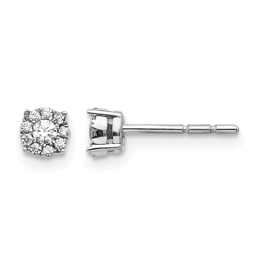 14k White Gold Real Diamond Cluster Post Earrings