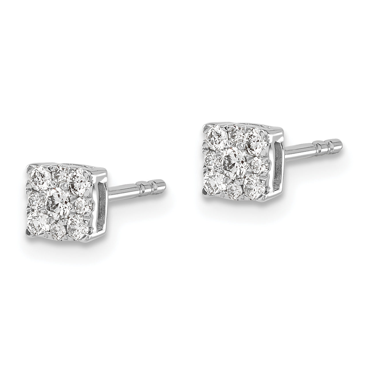 10K White Gold Diamond Cluster Post Earrings