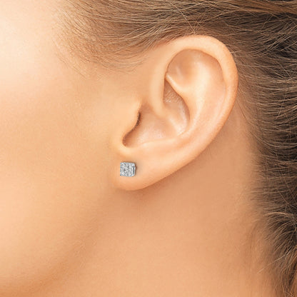10K White Gold Diamond Cluster Post Earrings