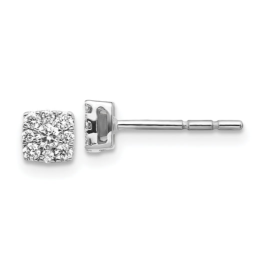 10K White Gold Diamond Cluster Post Earrings