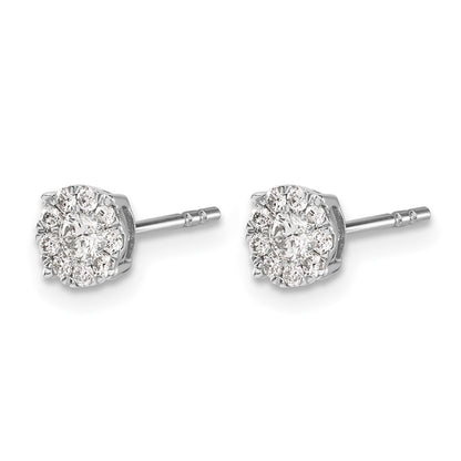 14k White Gold Real Diamond Cluster Post Earrings