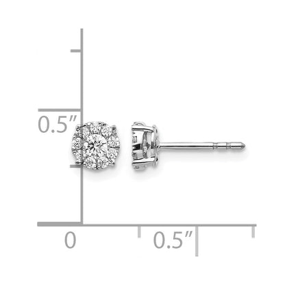 14k White Gold Real Diamond Cluster Post Earrings
