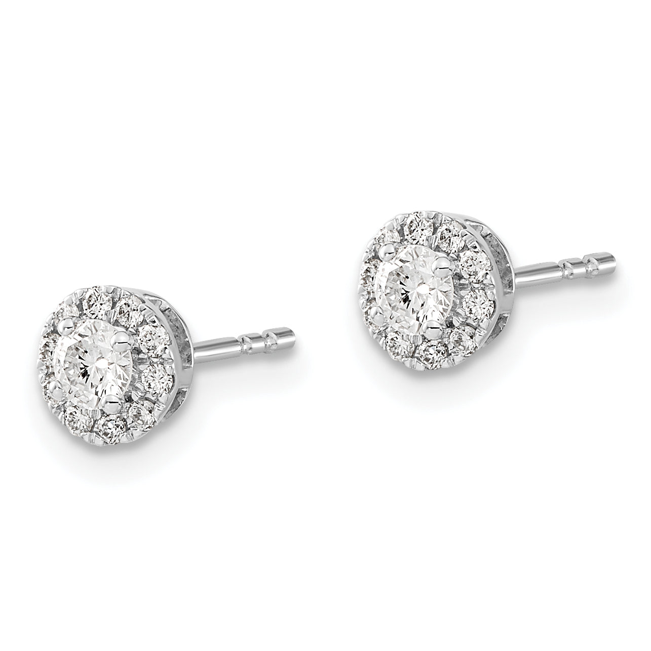10K White Gold Diamond Cluster Post Earrings