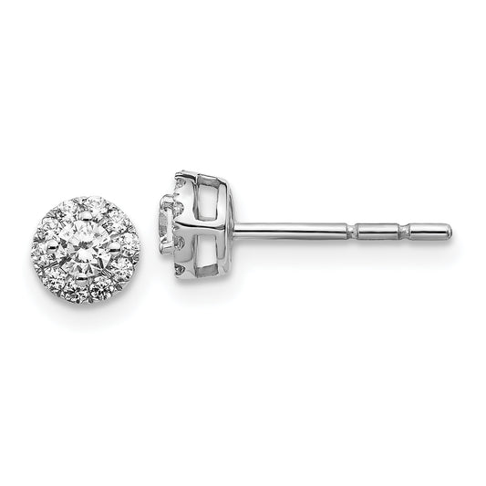 10K White Gold Diamond Cluster Post Earrings
