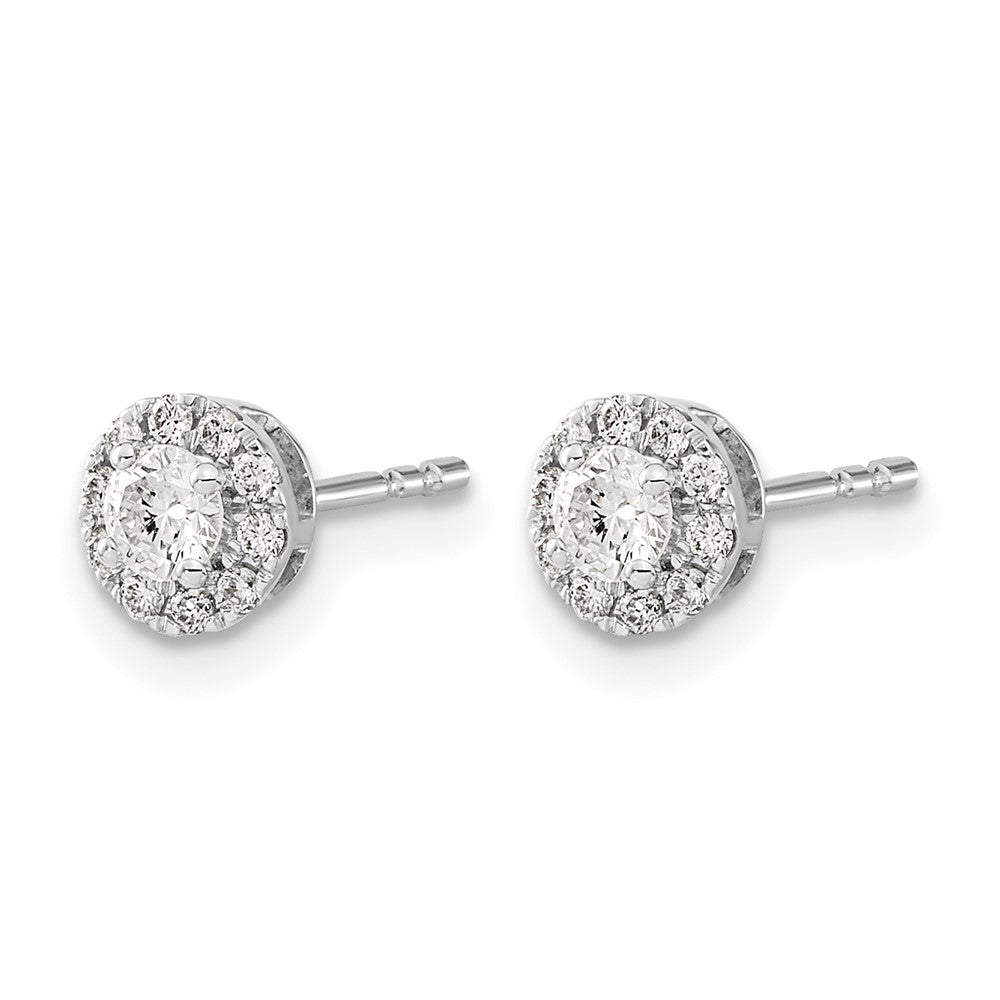 14k White Gold Real Diamond Cluster Post Earrings