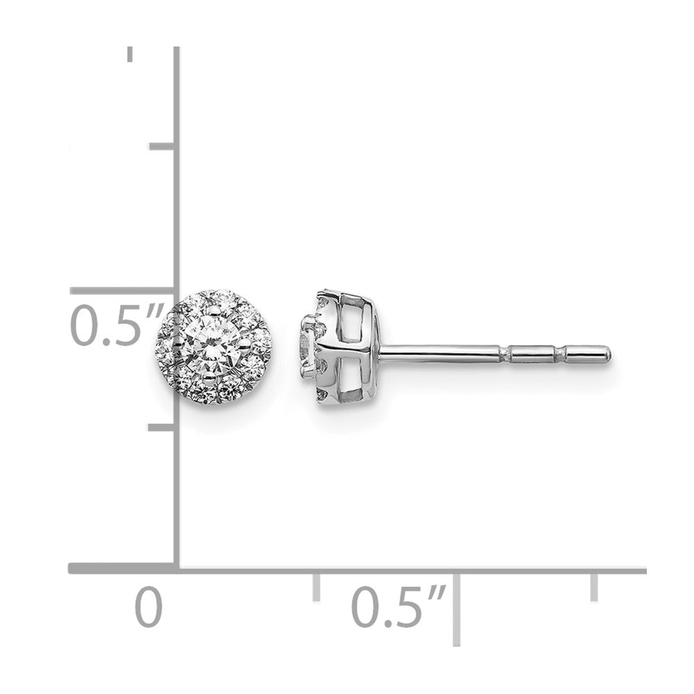14k White Gold Real Diamond Cluster Post Earrings