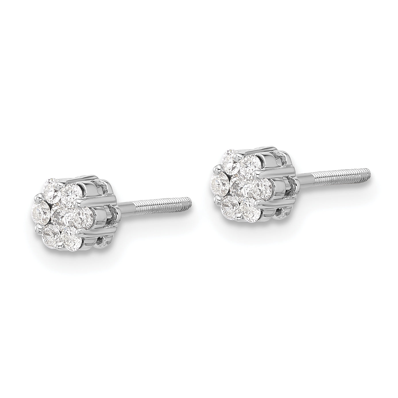 10K White Gold Diamond Cluster Post Earrings