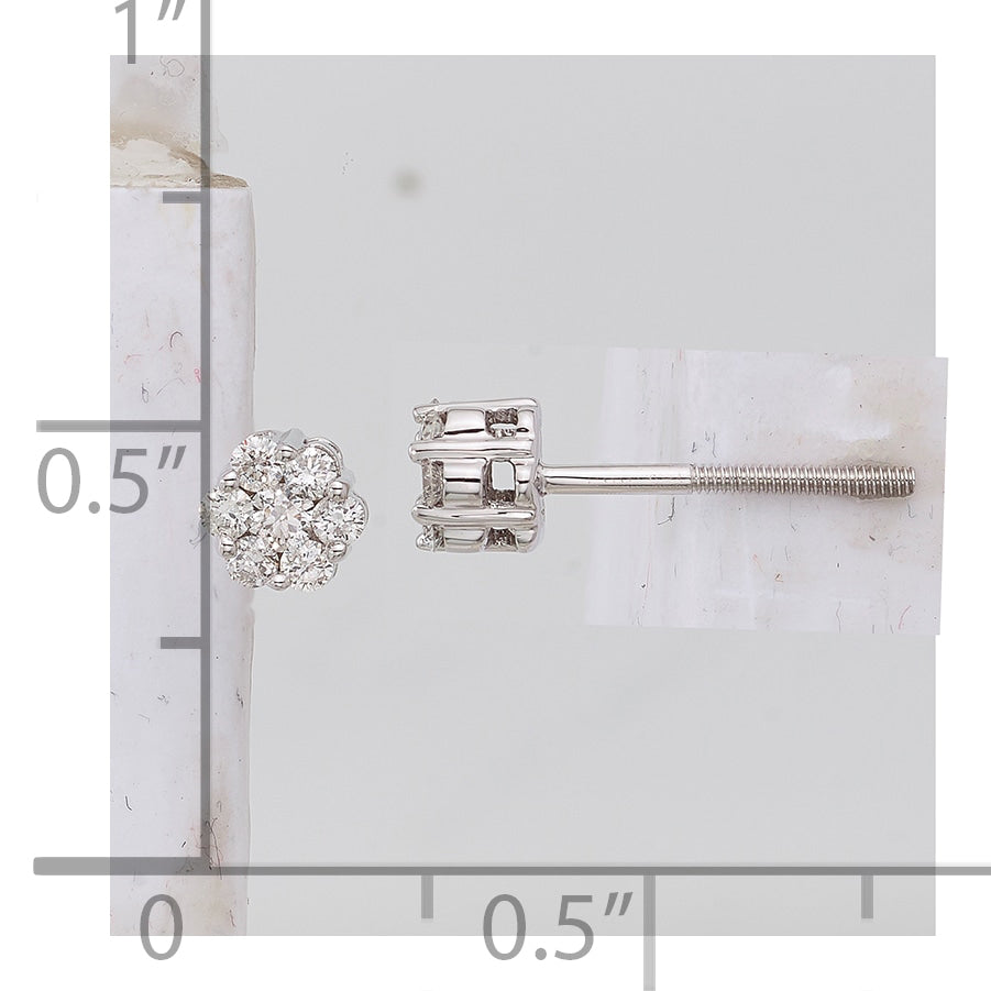 10K White Gold Diamond Cluster Post Earrings