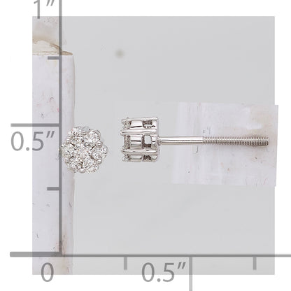 10K White Gold Diamond Cluster Post Earrings