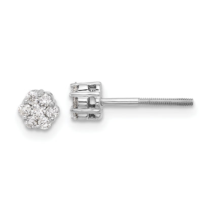 10K White Gold Diamond Cluster Post Earrings