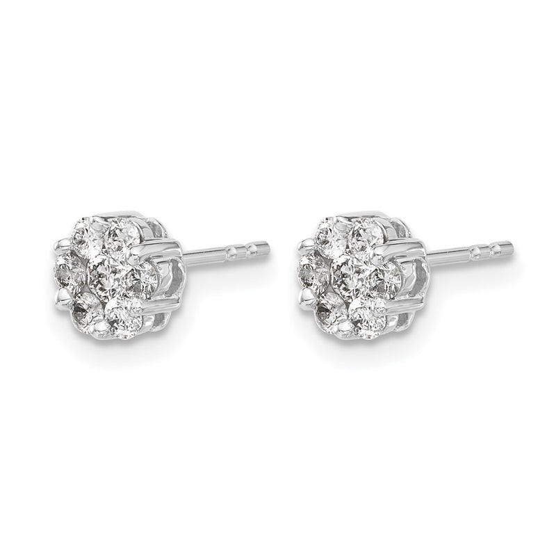 14k White Gold Real Diamond Cluster Earrings