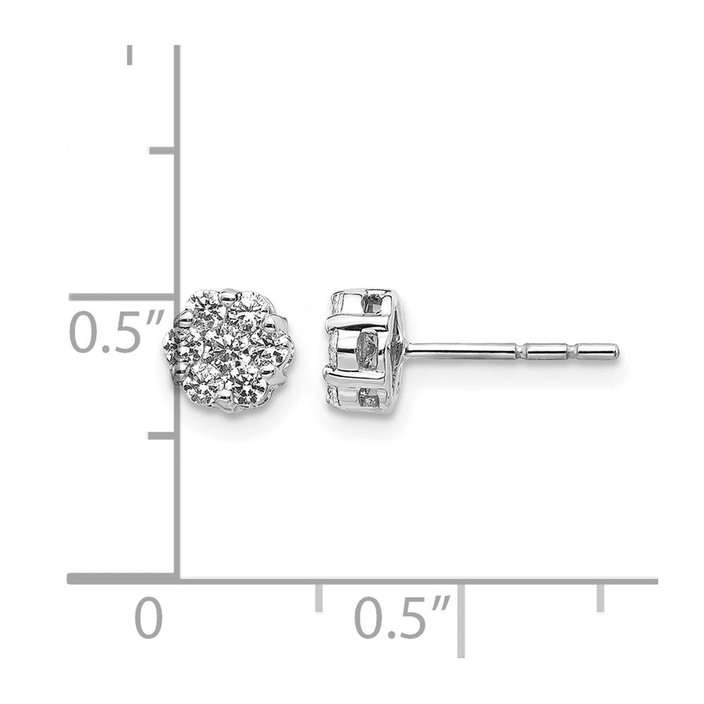 14k White Gold Real Diamond Cluster Earrings
