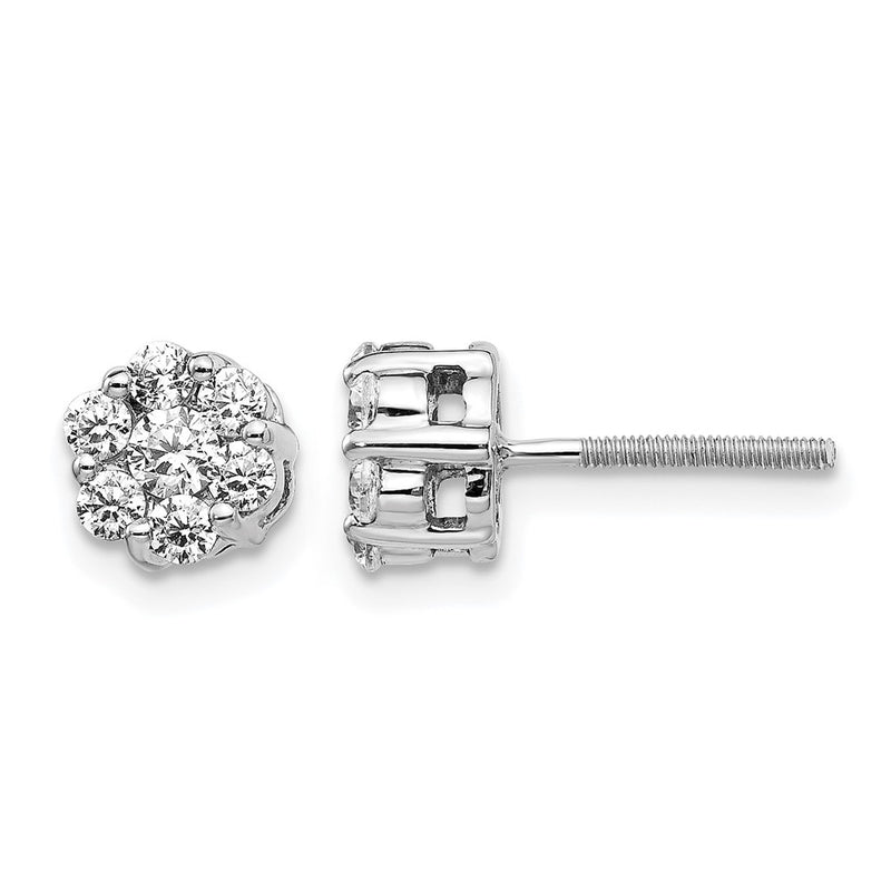 14k White Gold 5/8 Ct. Lab Grown Diamond VS/SI+ G+ Screwback Cluster Post Earrings