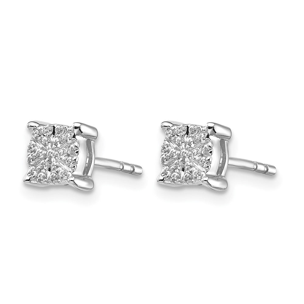 14k White Gold Real Diamond Cluster Post Earrings
