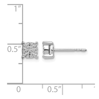 14k White Gold Real Diamond Cluster Post Earrings