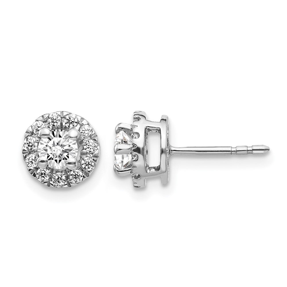 14k White Gold Real Diamond Cluster Post Earrings
