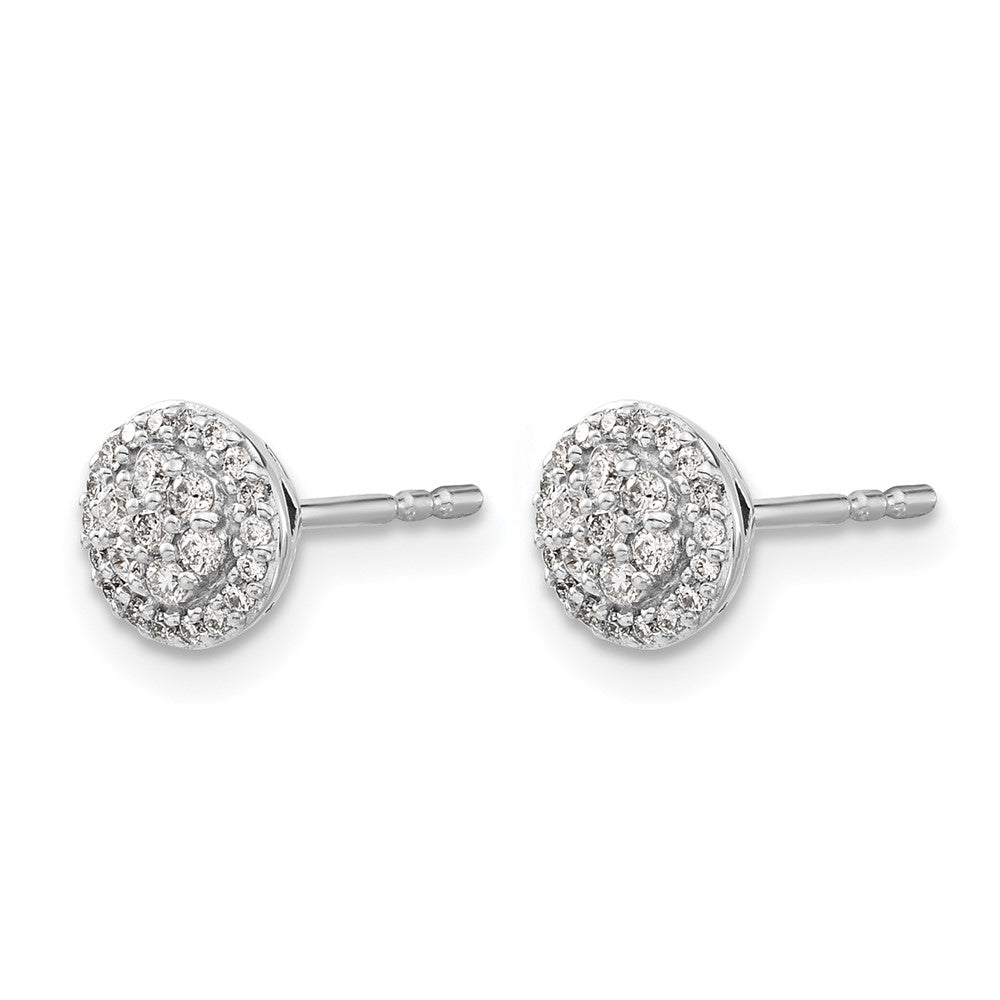 14k White Gold Real Diamond Cluster Post Earrings