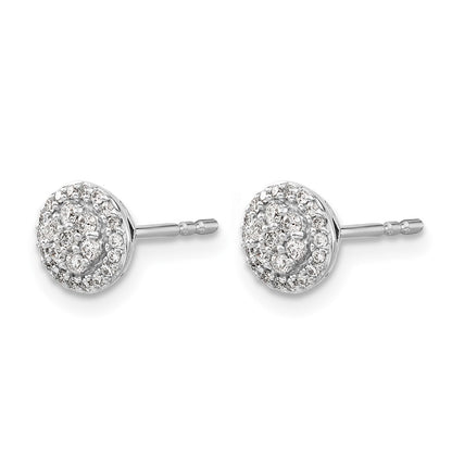 14k White Gold Real Diamond Cluster Post Earrings