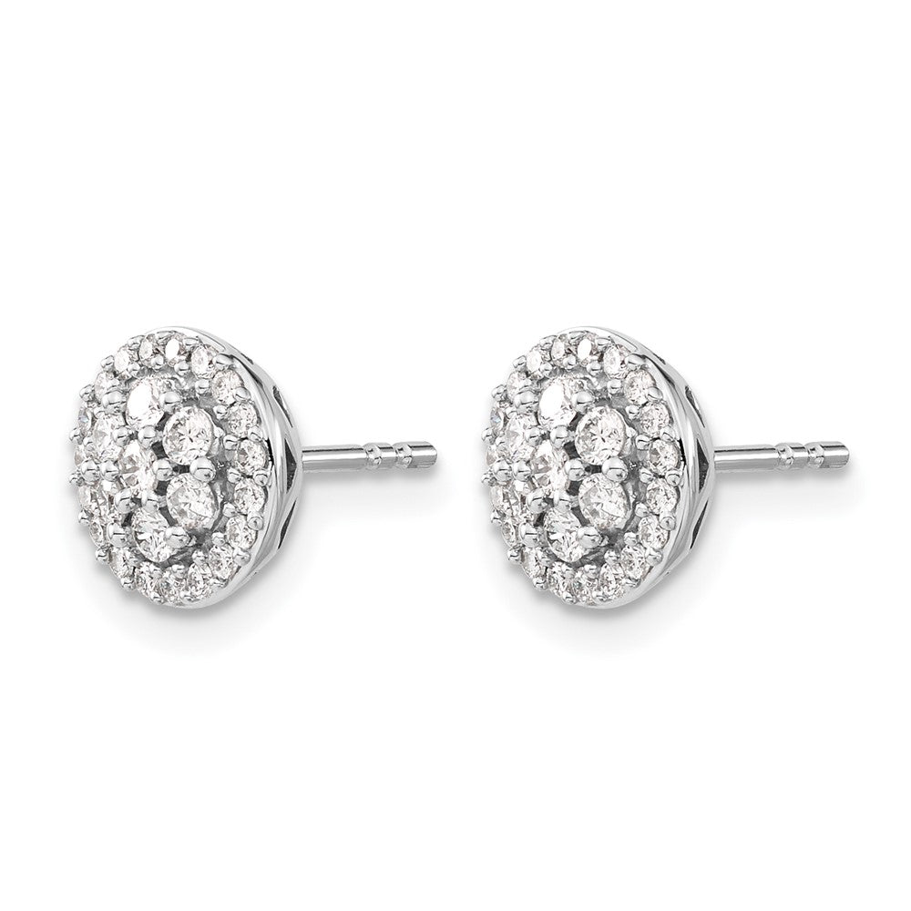 14k White Gold Real Diamond Cluster Post Earrings