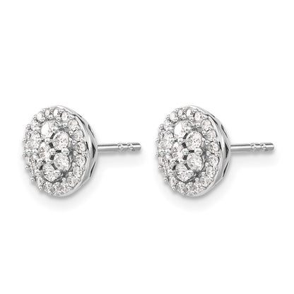 14k White Gold Real Diamond Cluster Post Earrings