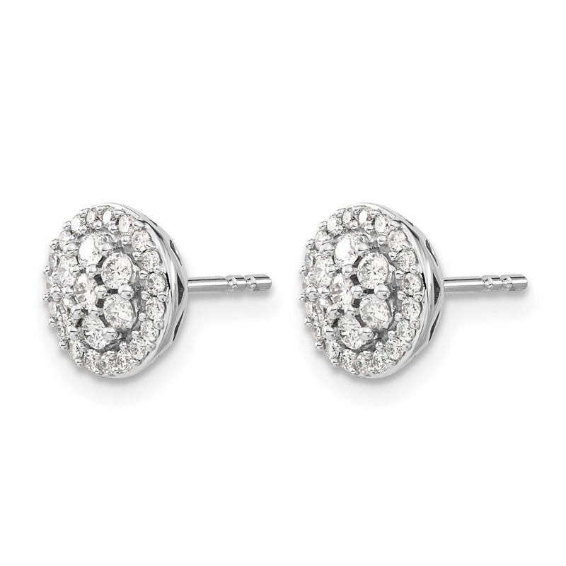 14k White Gold Real Diamond Cluster Post Earrings