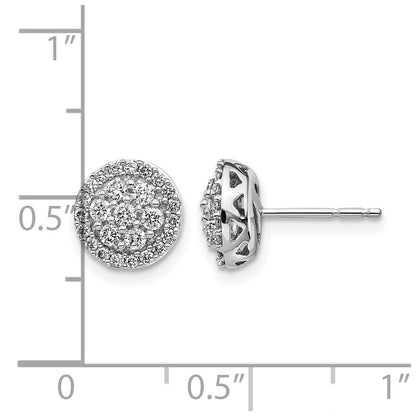 14k White Gold Real Diamond Cluster Post Earrings