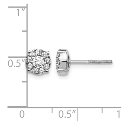 14k White Gold Cluster Real Diamond Screw Back Post Earrings