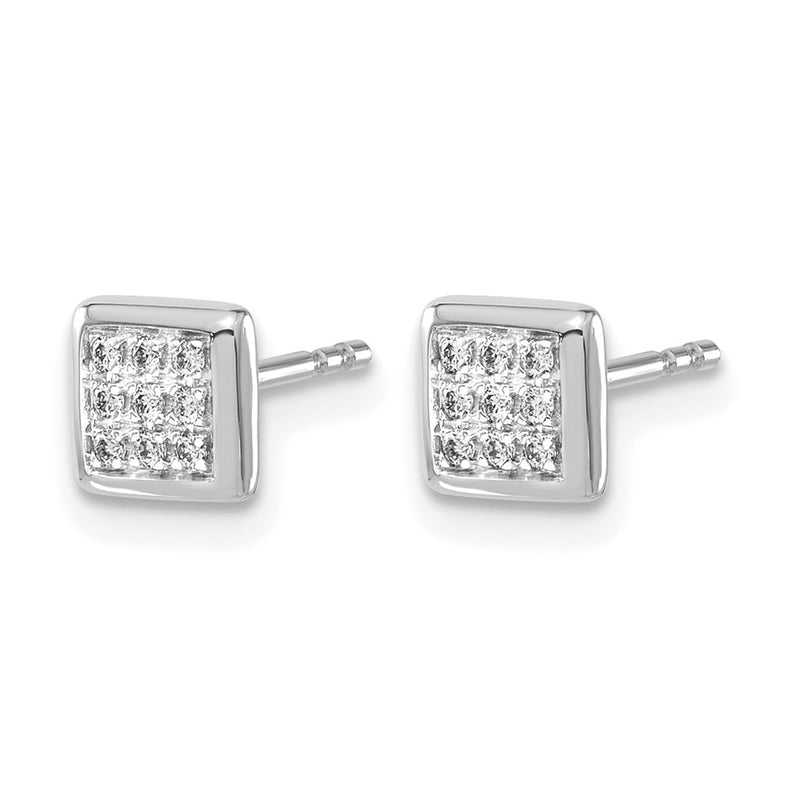 14k White Gold Real Diamond Post Earrings