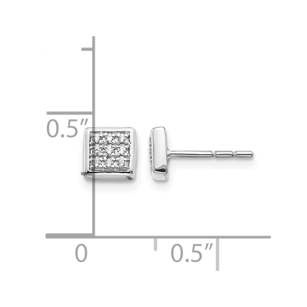 14k White Gold Real Diamond Post Earrings