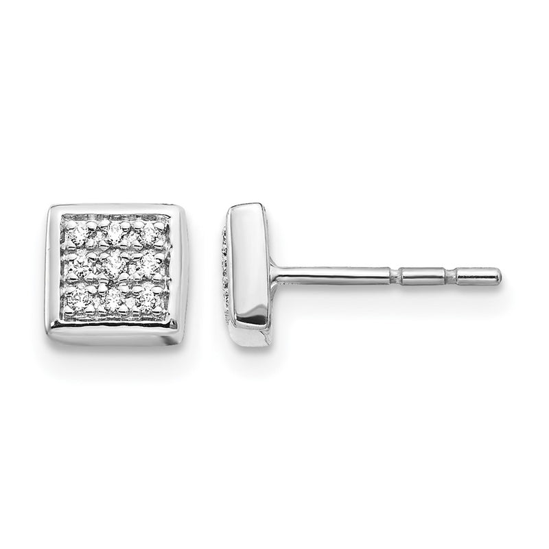 14k White Gold Real Diamond Post Earrings