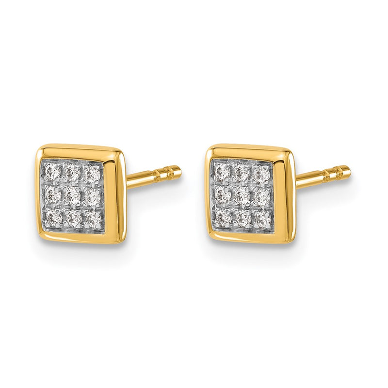 14k Yellow Gold Real Diamond Post Earrings