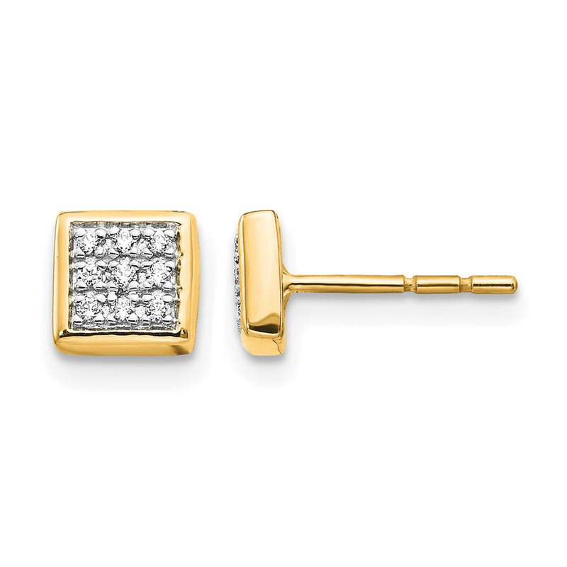 14k Yellow Gold Real Diamond Post Earrings