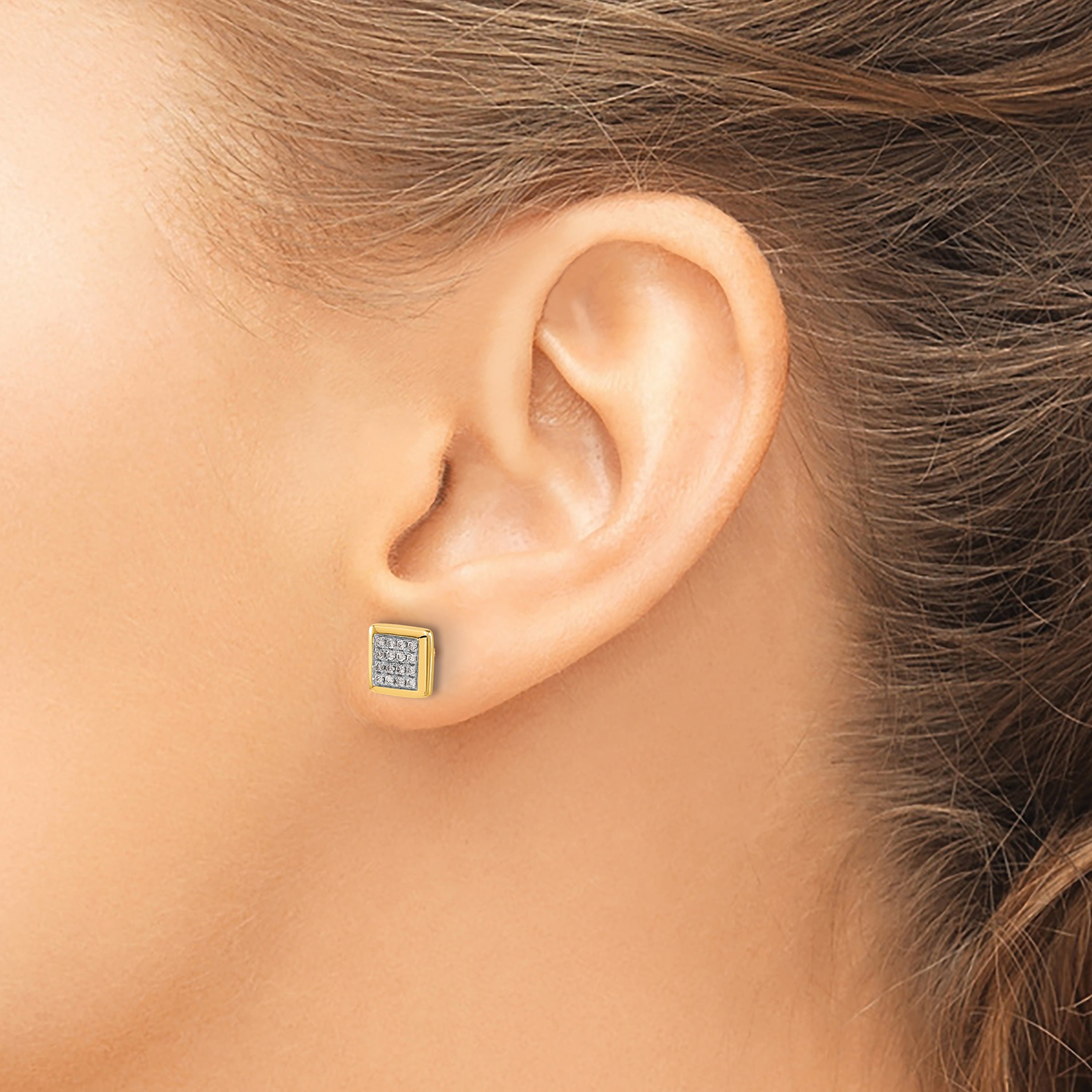 10K Yellow Gold Diamond Post Earrings