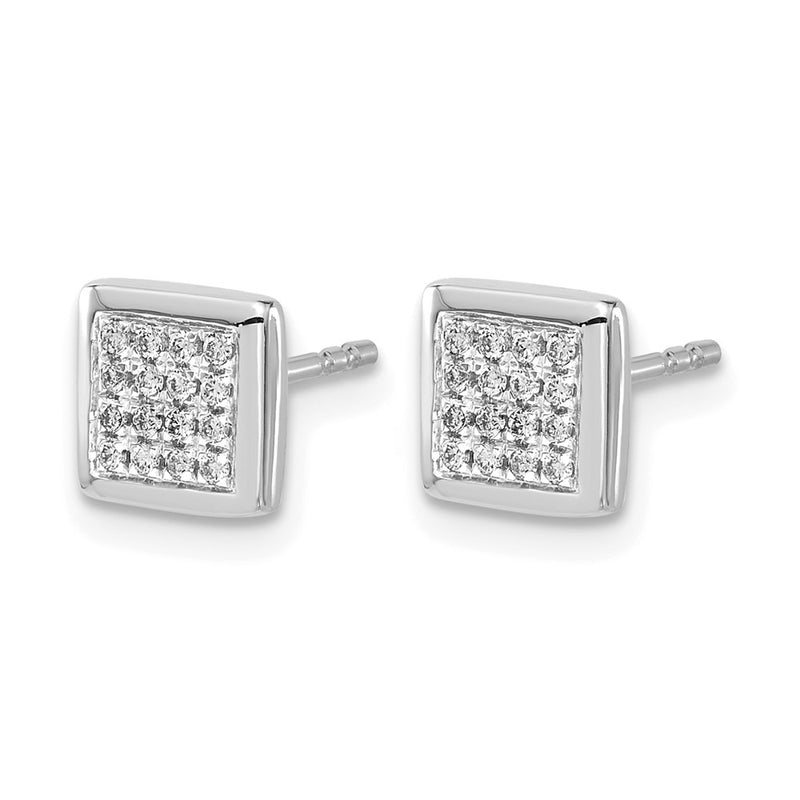 14k White Gold Real Diamond Post Earrings