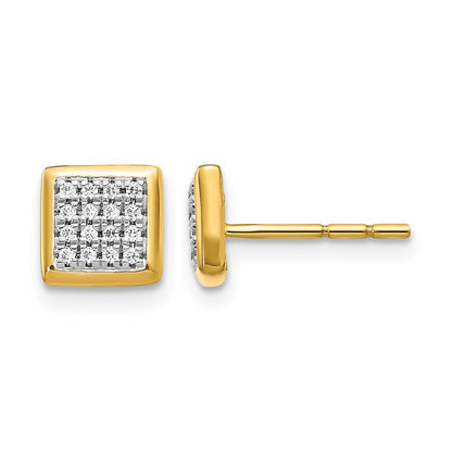 14k Yellow Gold Real Diamond Post Earrings