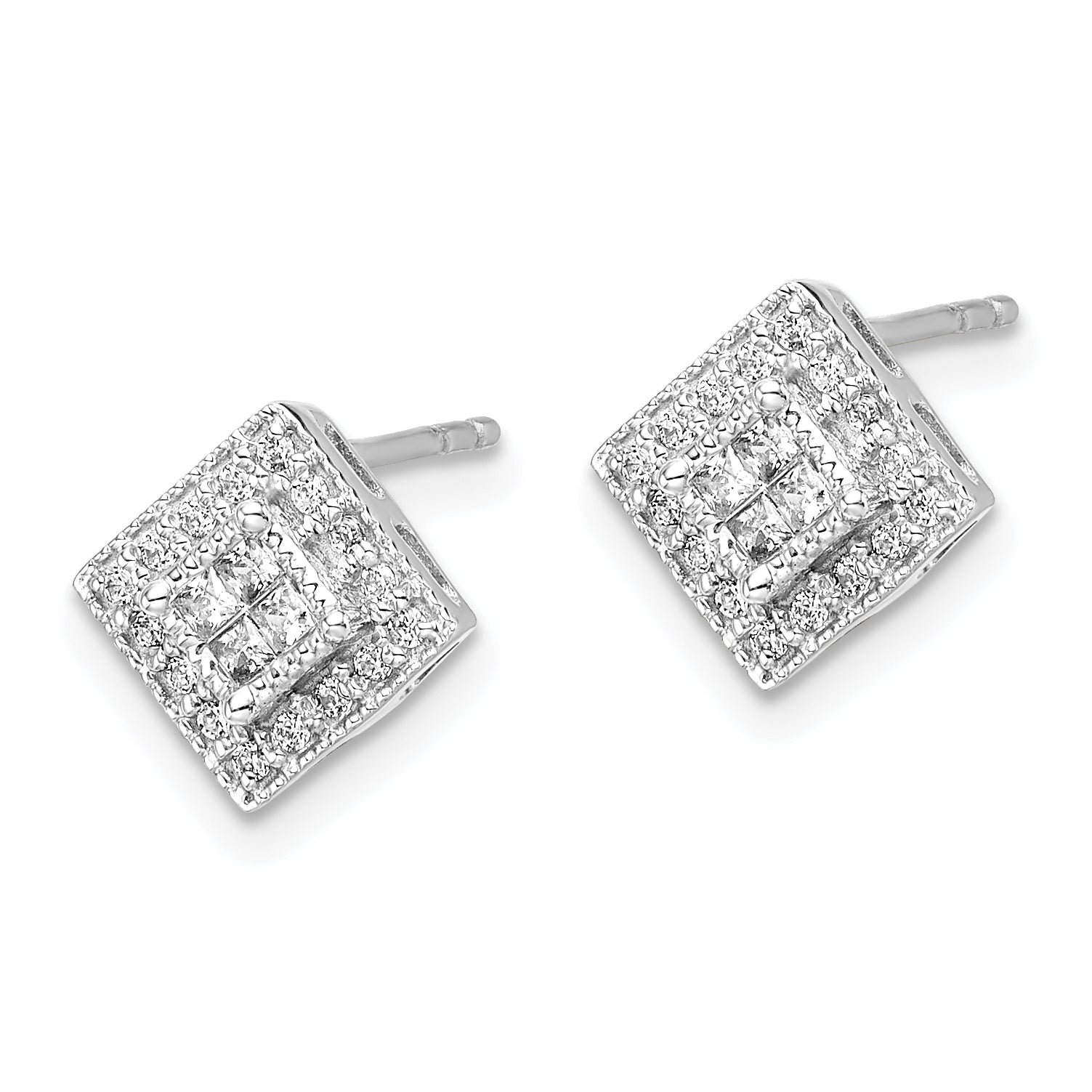 10K White Gold Diamond Post Earrings