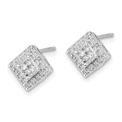 10K White Gold Diamond Post Earrings