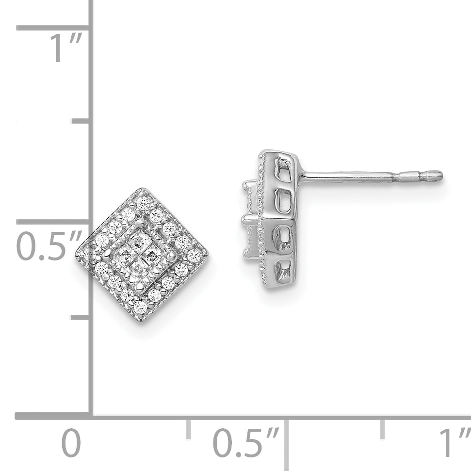 10K White Gold Diamond Post Earrings