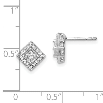 10K White Gold Diamond Post Earrings