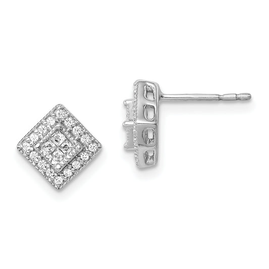 10K White Gold Diamond Post Earrings