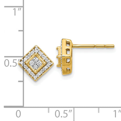 10K Yellow Gold Polished Diamond Post Earrings