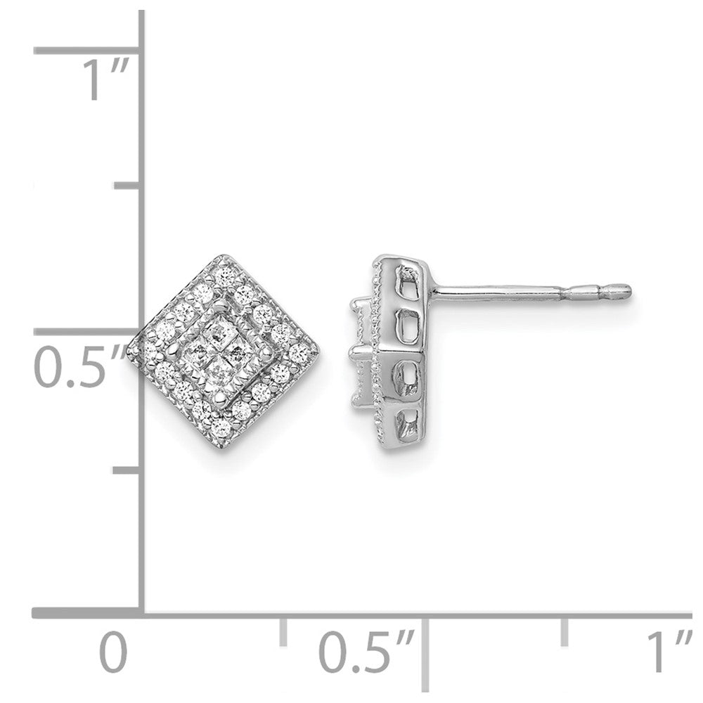 14k White Gold Real Diamond Post Earrings