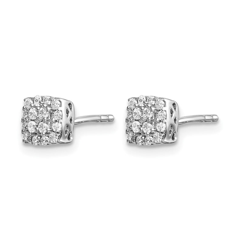 14k White Gold Real Diamond Post Earrings