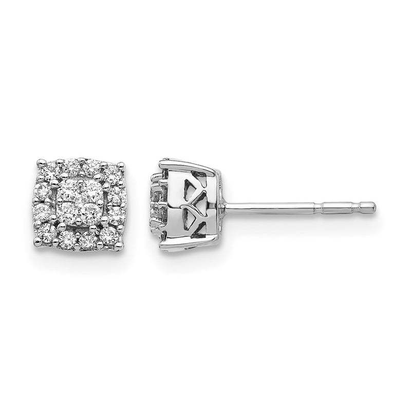 14k White Gold Real Diamond Post Earrings