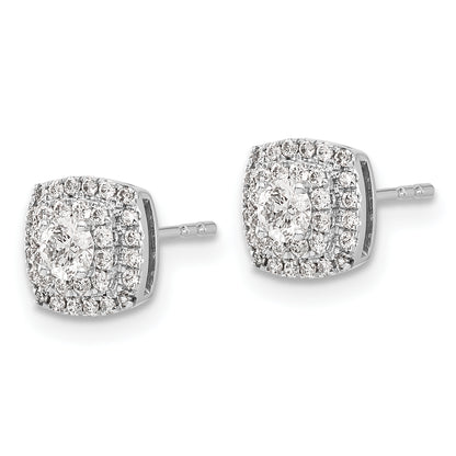 10K White Gold Diamond Halo Post Earrings