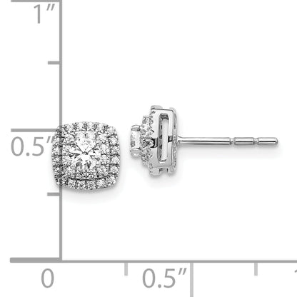 10K White Gold Diamond Halo Post Earrings