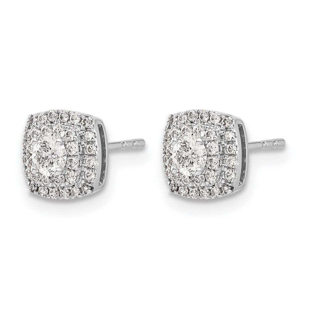 14k White Gold Real Diamond Halo Post Earrings