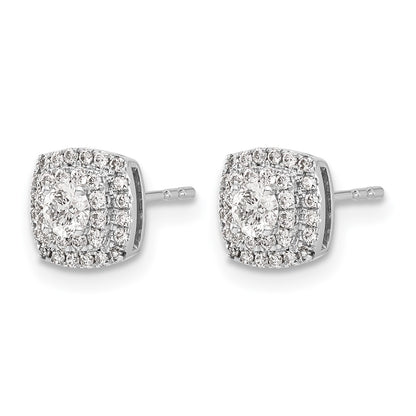 14k White Gold Real Diamond Halo Post Earrings