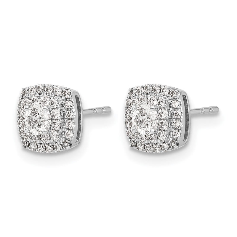 14k White Gold Real Diamond Halo Post Earrings
